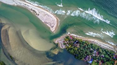 Drone view of beach in Sierra Leone